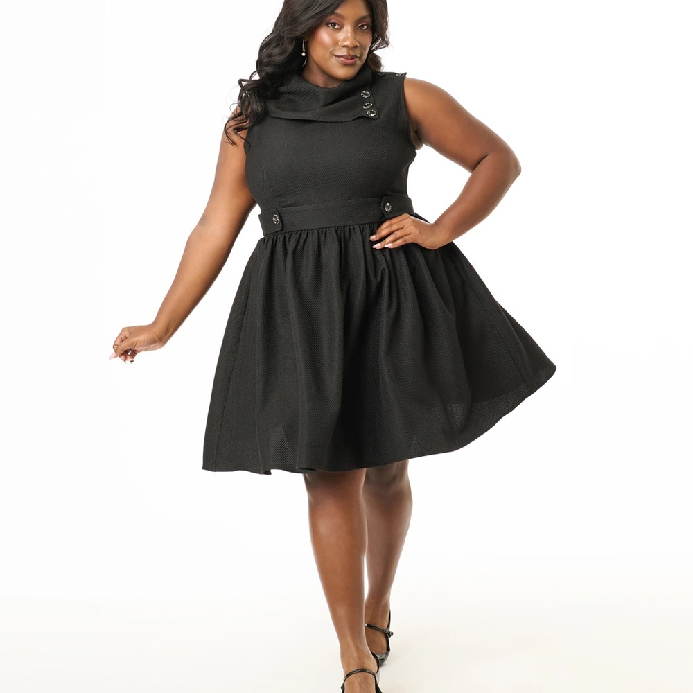 Unique Vintage Black Midi Dress